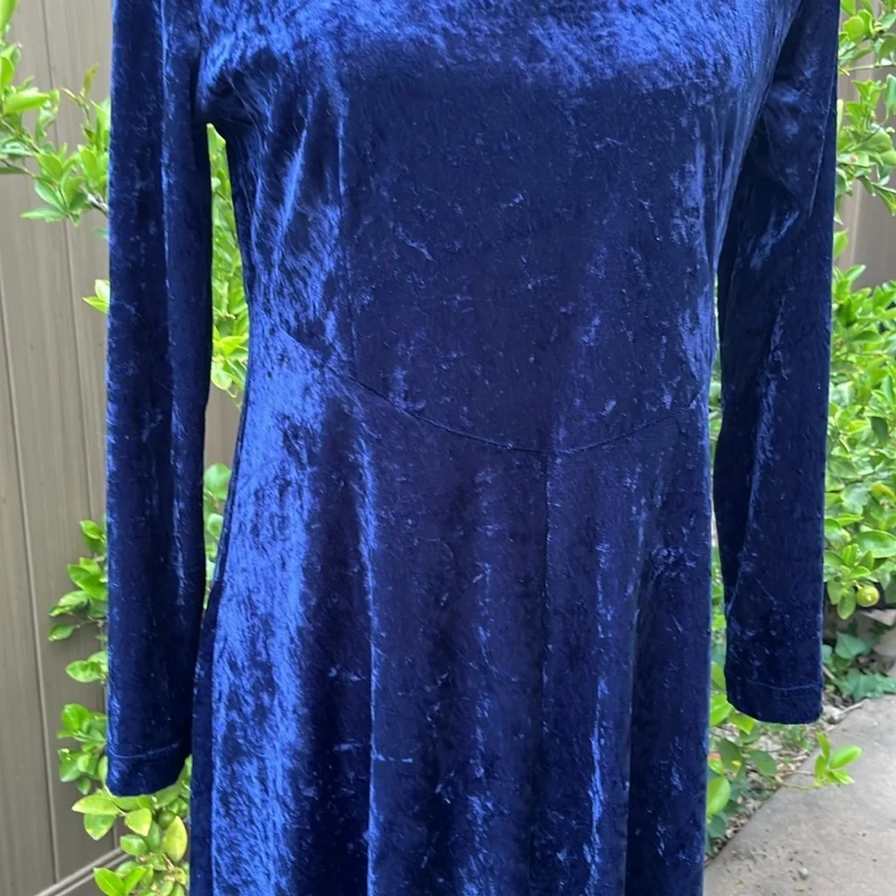 CDC Caren Desiree Co Maxi Dress Women 6 Blue‎ Excellent Vintage Crushed Velvet